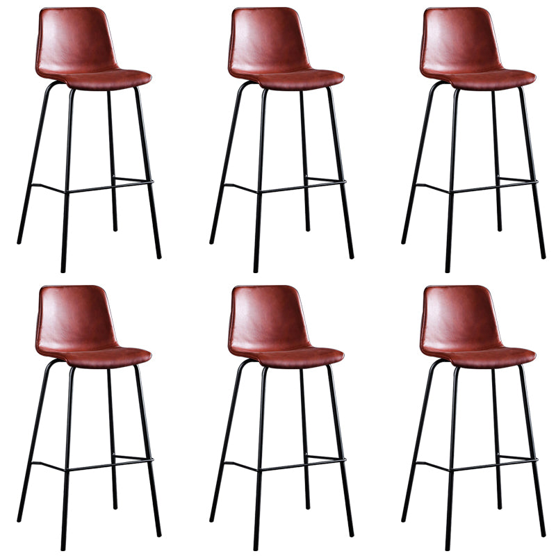 Faux Leather Dining Stools Low Back Bucket Bar Stools with Metal Legs