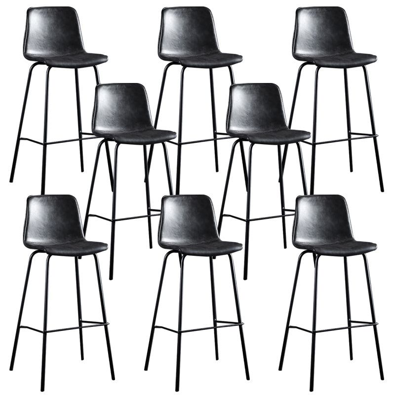 Faux Leather Dining Stools Low Back Bucket Bar Stools with Metal Legs