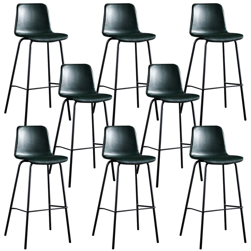 Faux Leather Dining Stools Low Back Bucket Bar Stools with Metal Legs