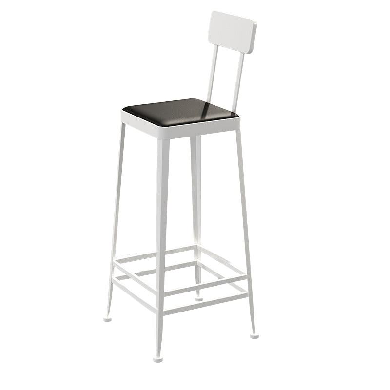Faux Leather Dining Stools Square Bar Stools with Metal Base