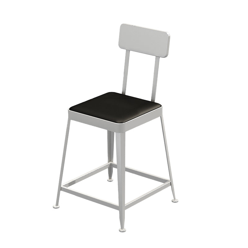 Faux Leather Dining Stools Square Bar Stools with Metal Base