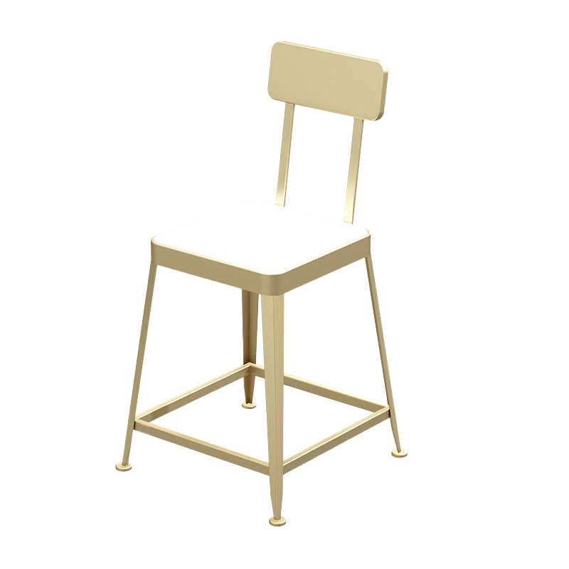 Faux Leather Dining Stools Square Bar Stools with Metal Base
