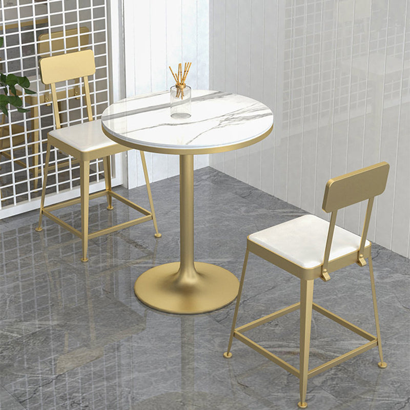 Faux Leather Dining Stools Square Bar Stools with Metal Base