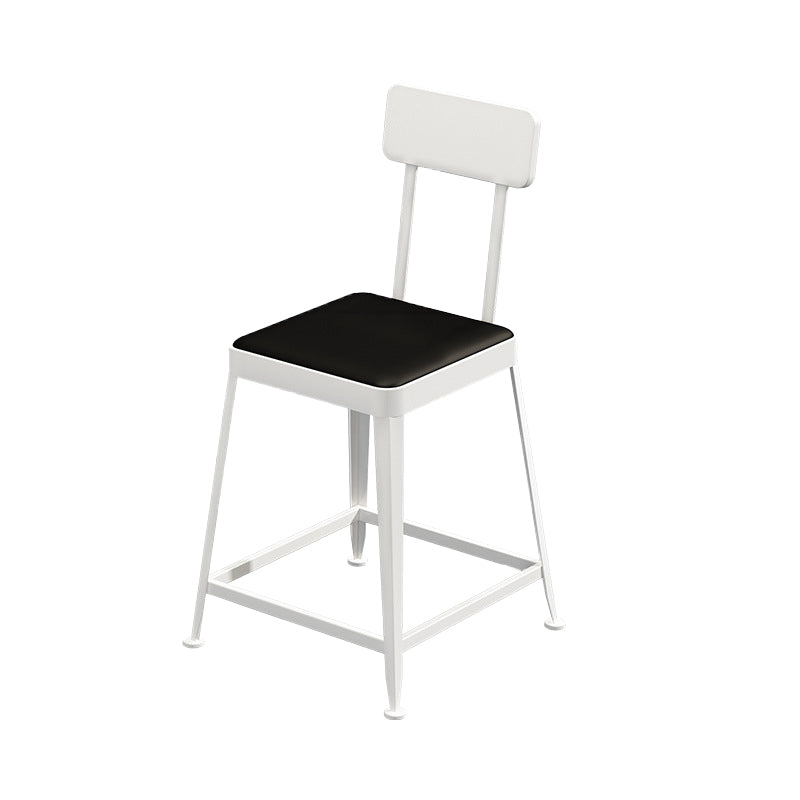 Faux Leather Dining Stools Square Bar Stools with Metal Base