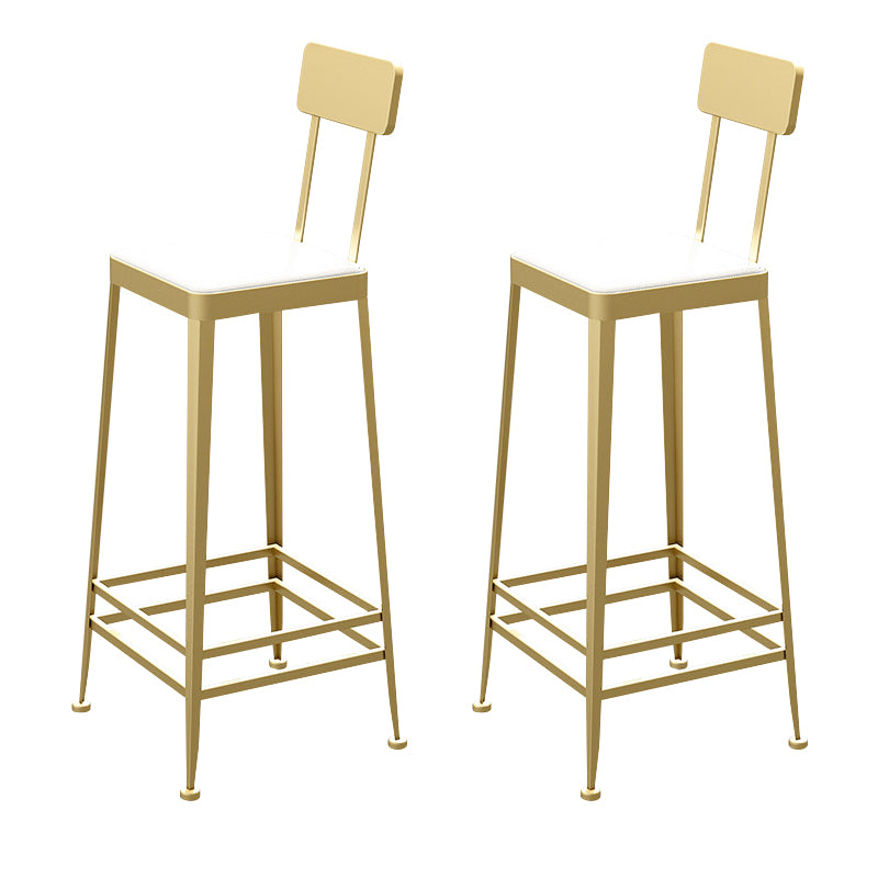 Faux Leather Dining Stools Square Bar Stools with Metal Base