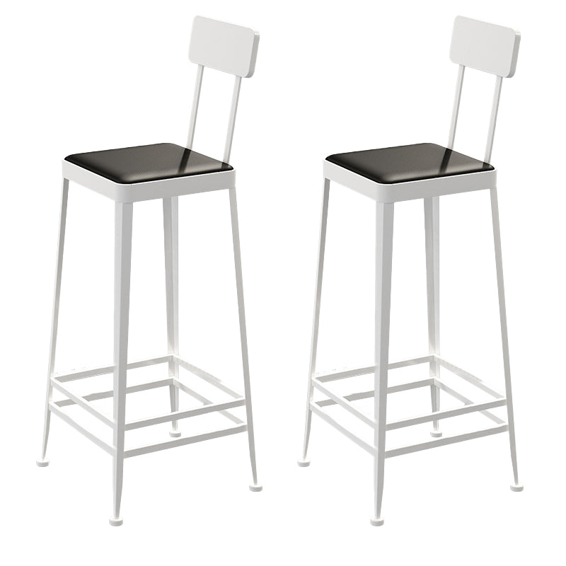 Faux Leather Dining Stools Square Bar Stools with Metal Base