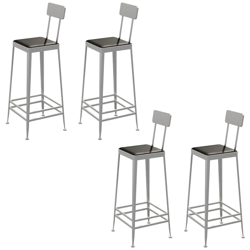 Faux Leather Dining Stools Square Bar Stools with Metal Base