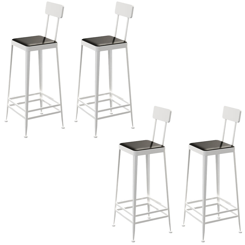 Faux Leather Dining Stools Square Bar Stools with Metal Base