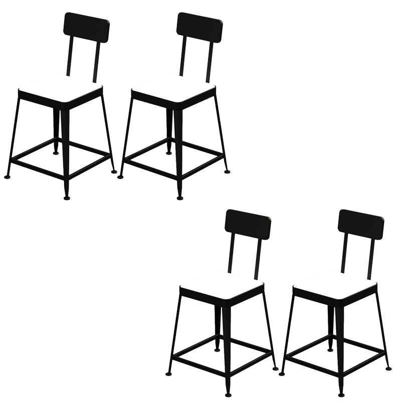 Faux Leather Dining Stools Square Bar Stools with Metal Base
