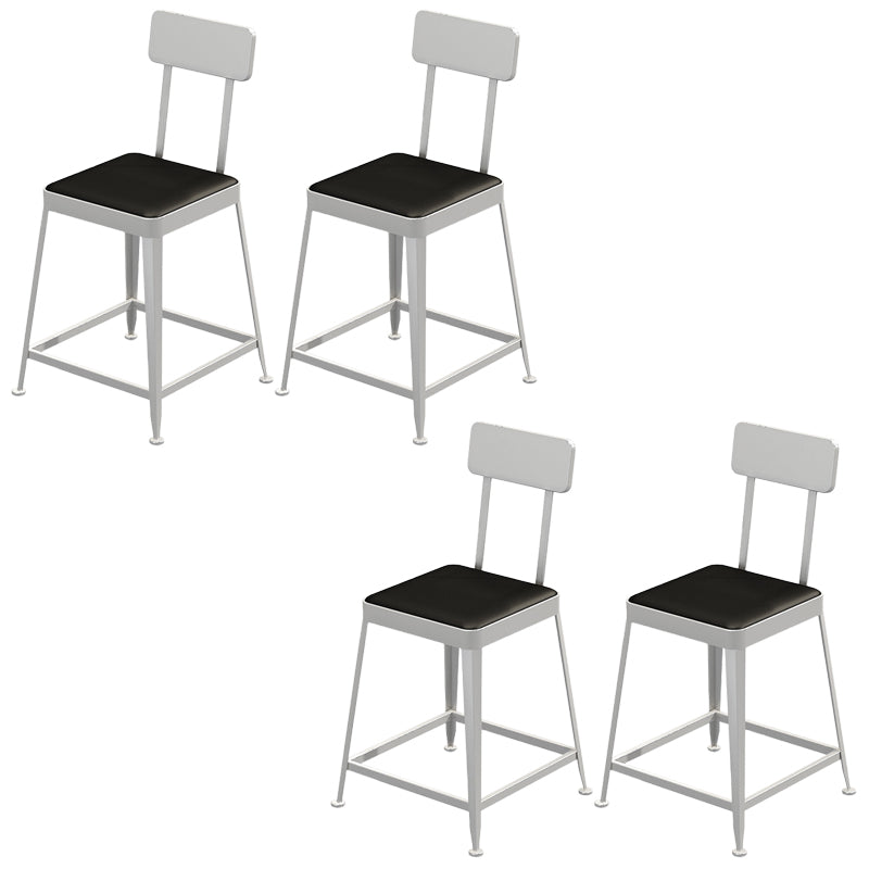 Faux Leather Dining Stools Square Bar Stools with Metal Base