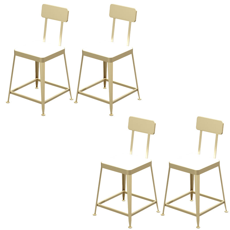 Faux Leather Dining Stools Square Bar Stools with Metal Base