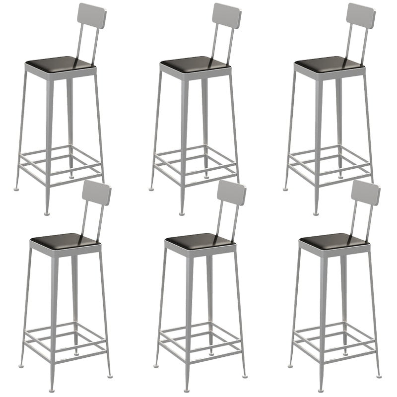 Faux Leather Dining Stools Square Bar Stools with Metal Base