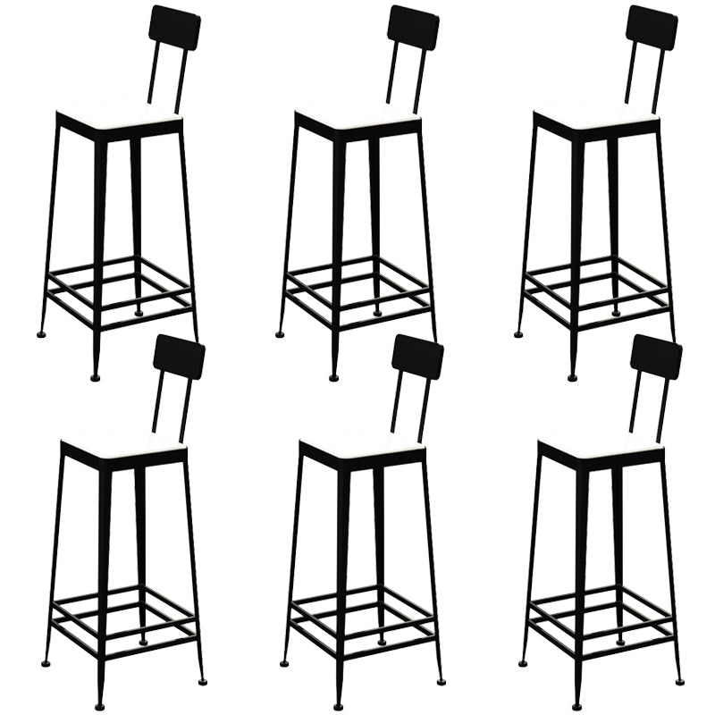 Faux Leather Dining Stools Square Bar Stools with Metal Base