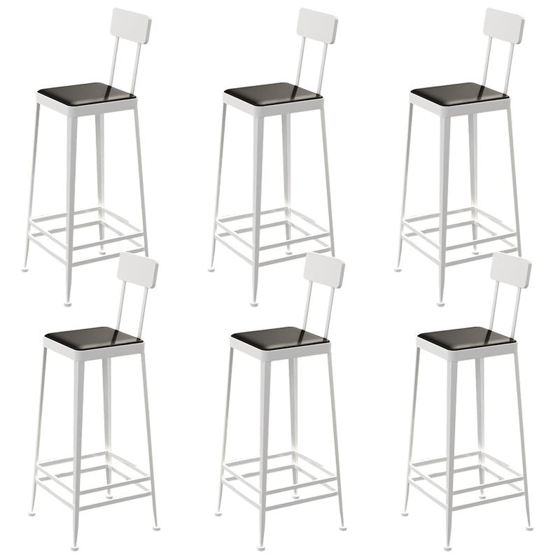 Faux Leather Dining Stools Square Bar Stools with Metal Base