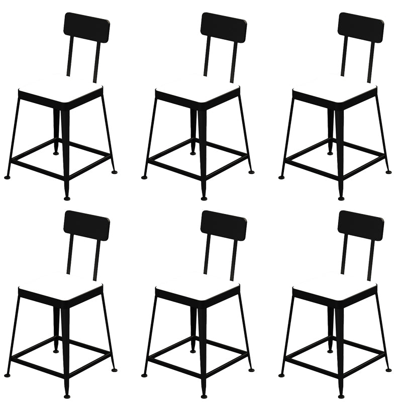 Faux Leather Dining Stools Square Bar Stools with Metal Base