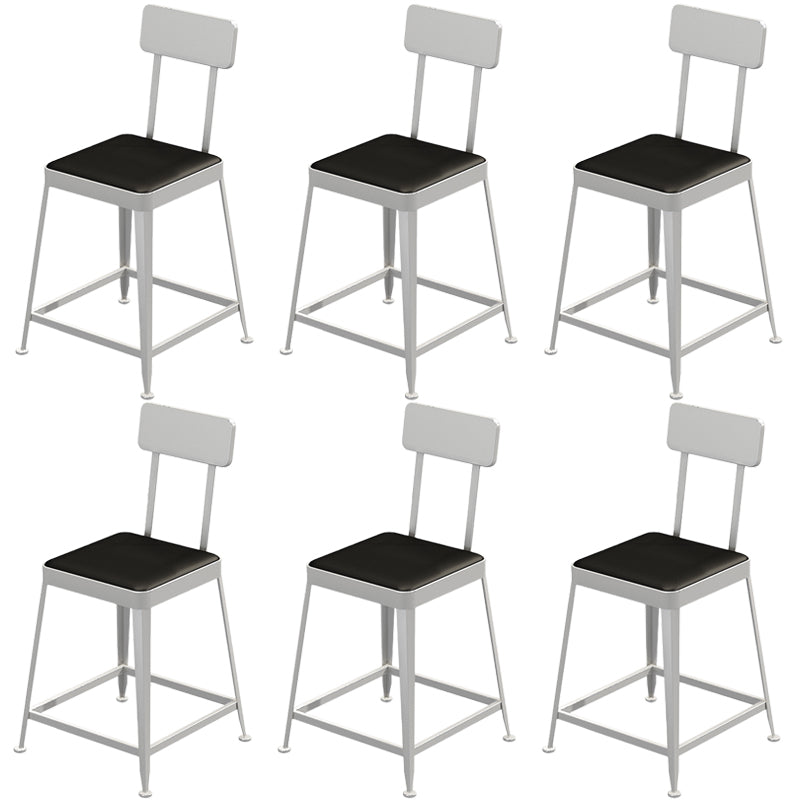 Faux Leather Dining Stools Square Bar Stools with Metal Base