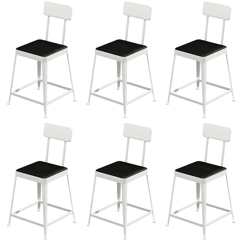 Faux Leather Dining Stools Square Bar Stools with Metal Base