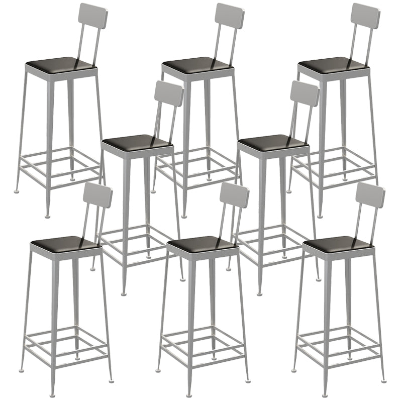 Faux Leather Dining Stools Square Bar Stools with Metal Base