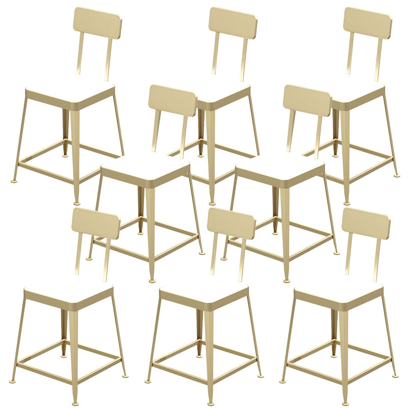 Faux Leather Dining Stools Square Bar Stools with Metal Base