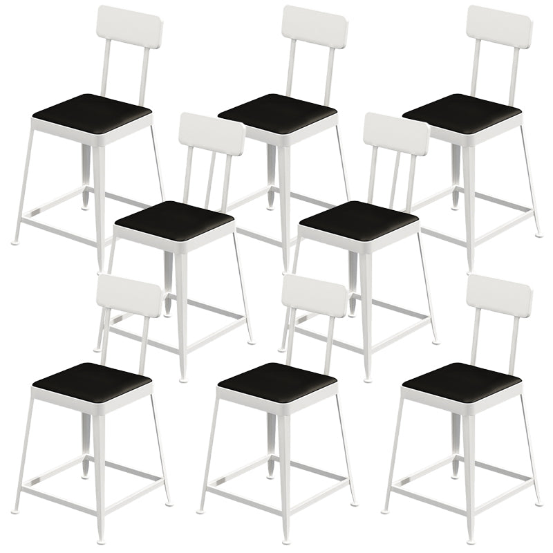 Faux Leather Dining Stools Square Bar Stools with Metal Base