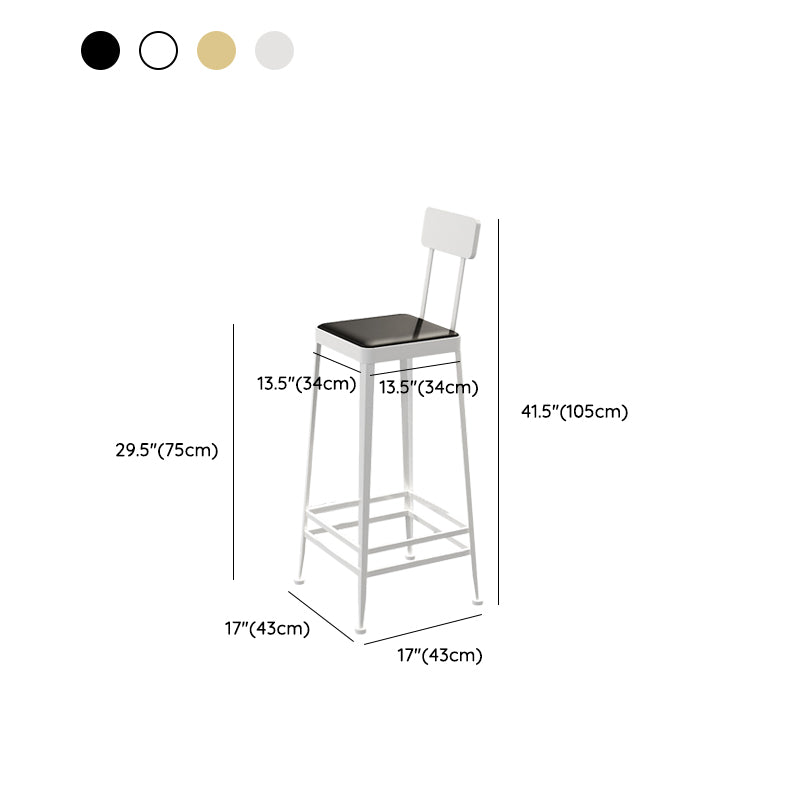 Faux Leather Dining Stools Square Bar Stools with Metal Base