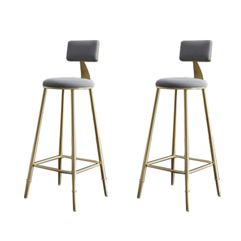 Low Back Upholstered Dining Stools Round Bar Stools with Footrest