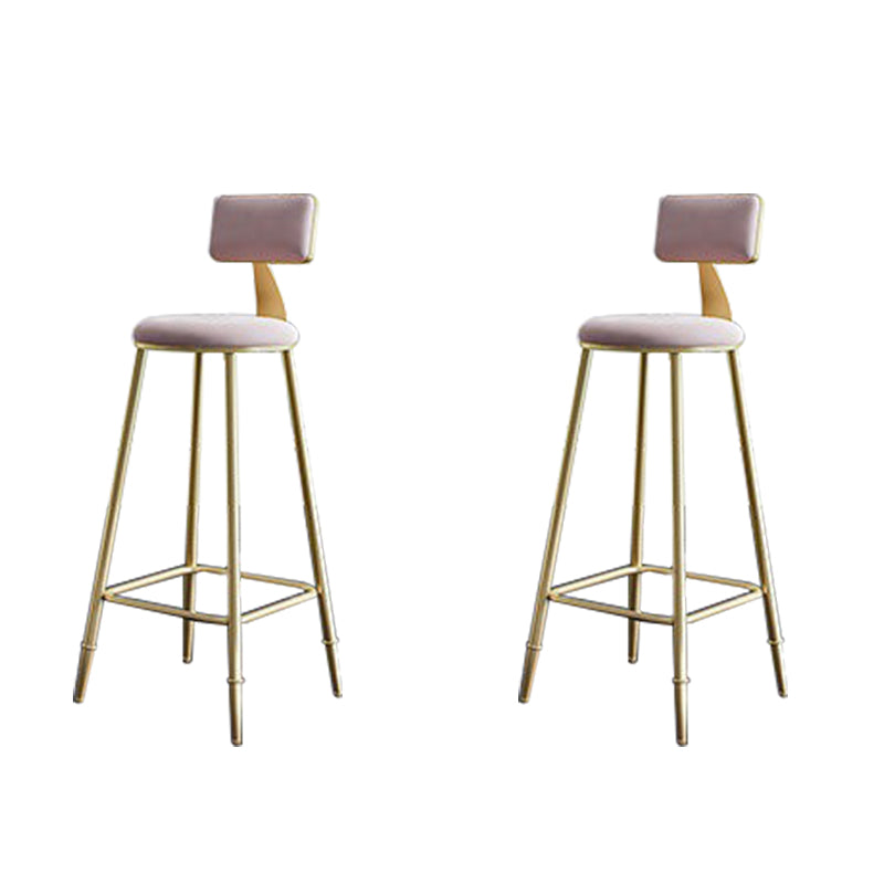 Low Back Upholstered Dining Stools Round Bar Stools with Footrest