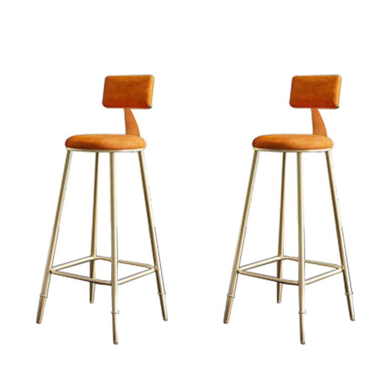 Low Back Upholstered Dining Stools Round Bar Stools with Footrest