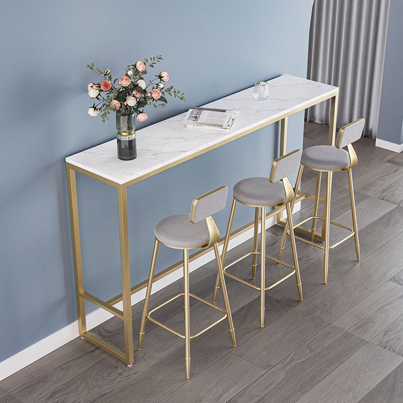 Low Back Upholstered Dining Stools Round Bar Stools with Footrest
