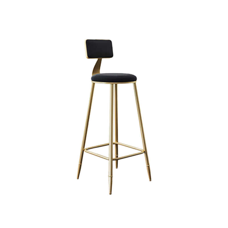 Low Back Upholstered Dining Stools Round Bar Stools with Footrest