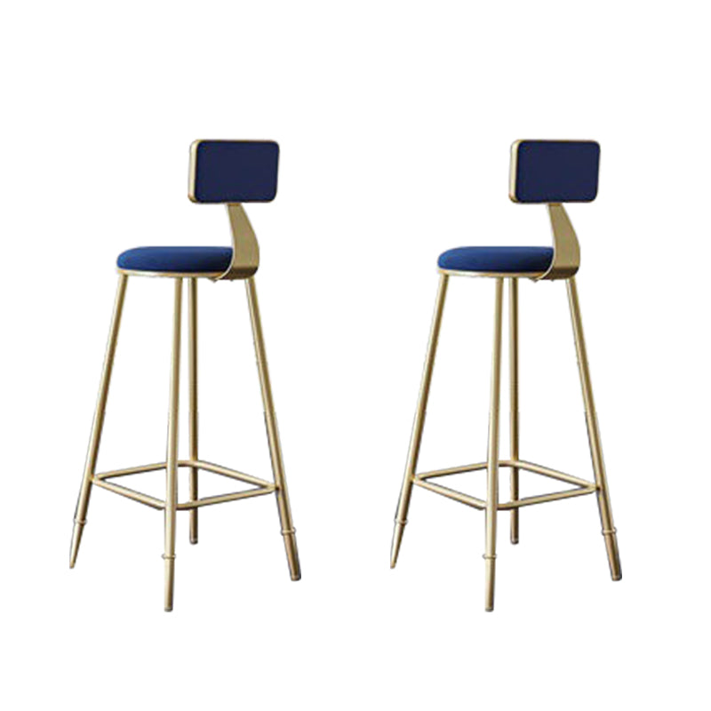 Low Back Upholstered Dining Stools Round Bar Stools with Footrest