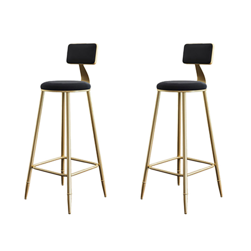 Low Back Upholstered Dining Stools Round Bar Stools with Footrest