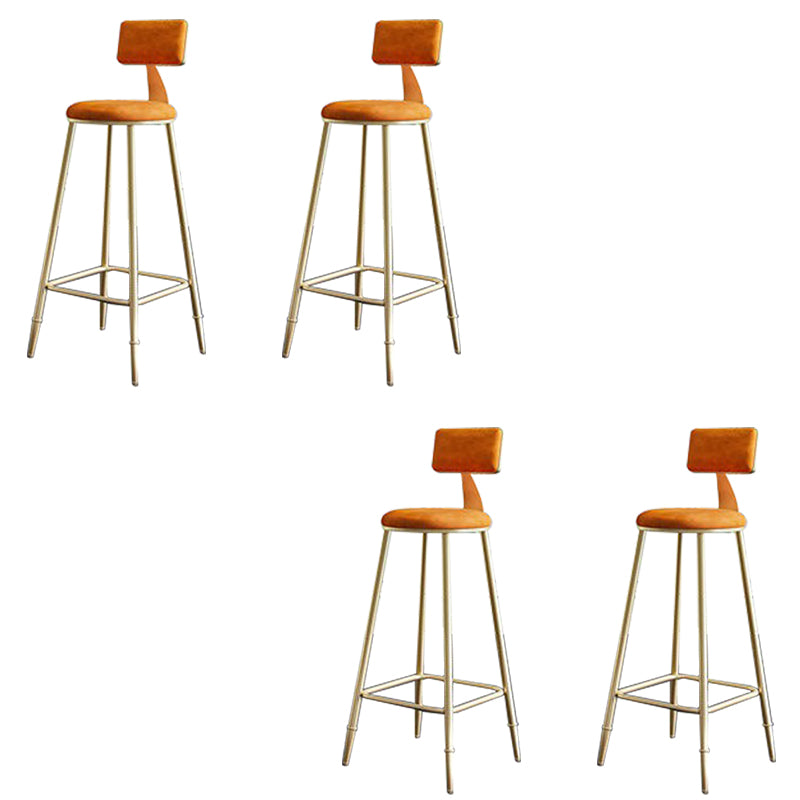 Low Back Upholstered Dining Stools Round Bar Stools with Footrest