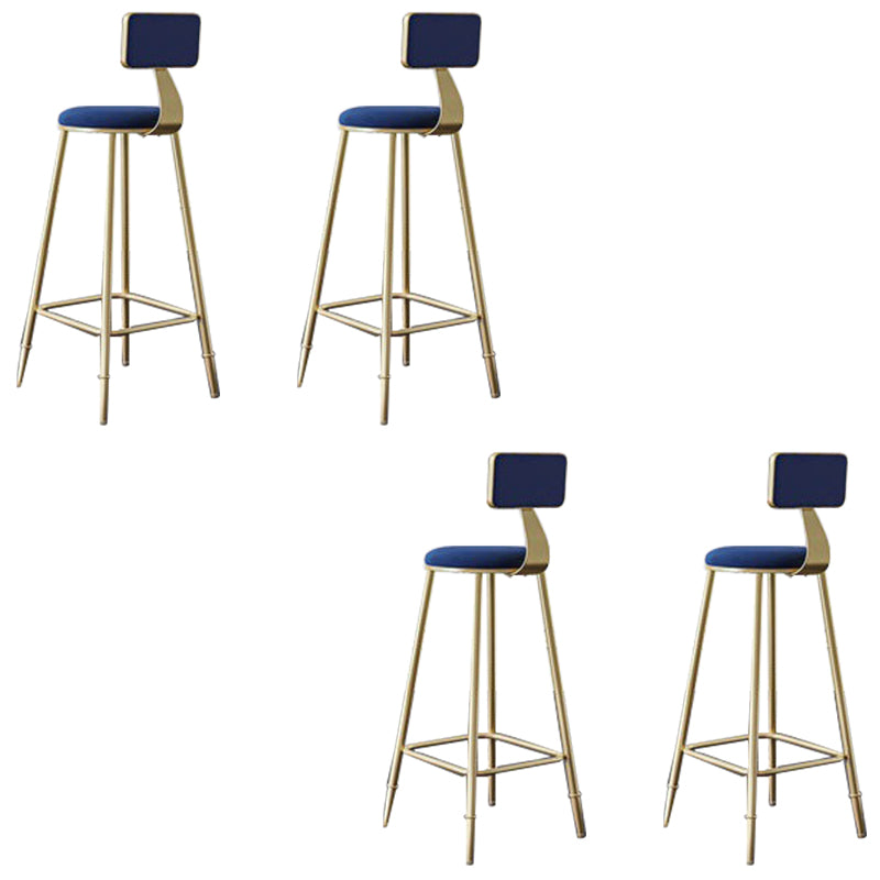 Low Back Upholstered Dining Stools Round Bar Stools with Footrest