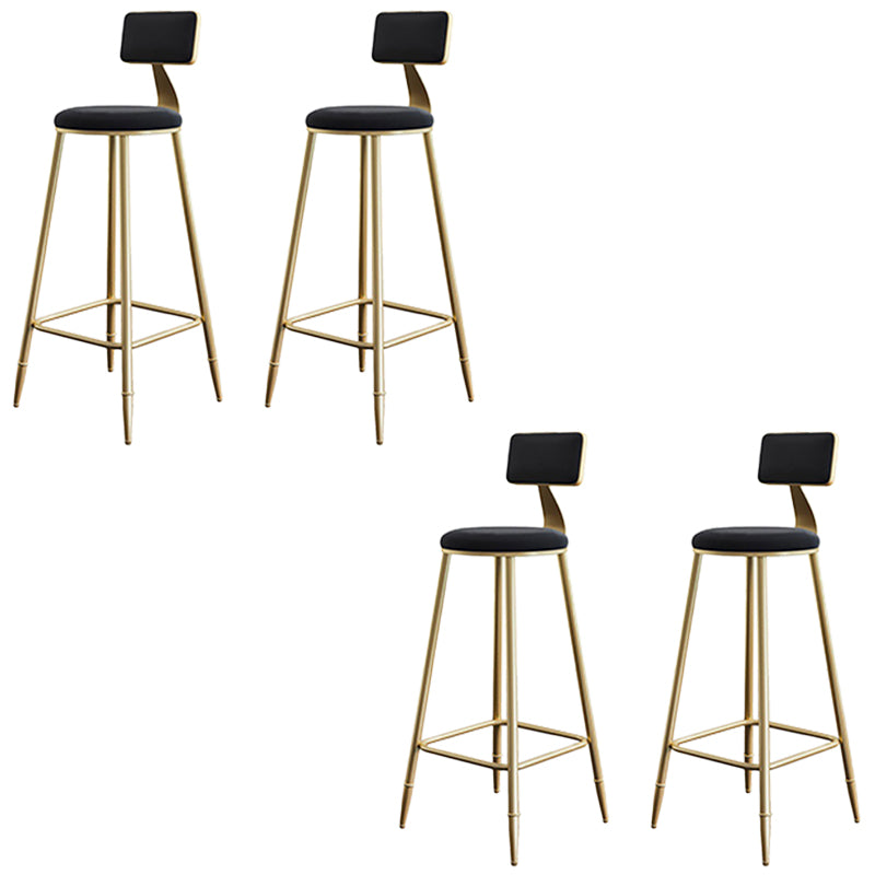 Low Back Upholstered Dining Stools Round Bar Stools with Footrest