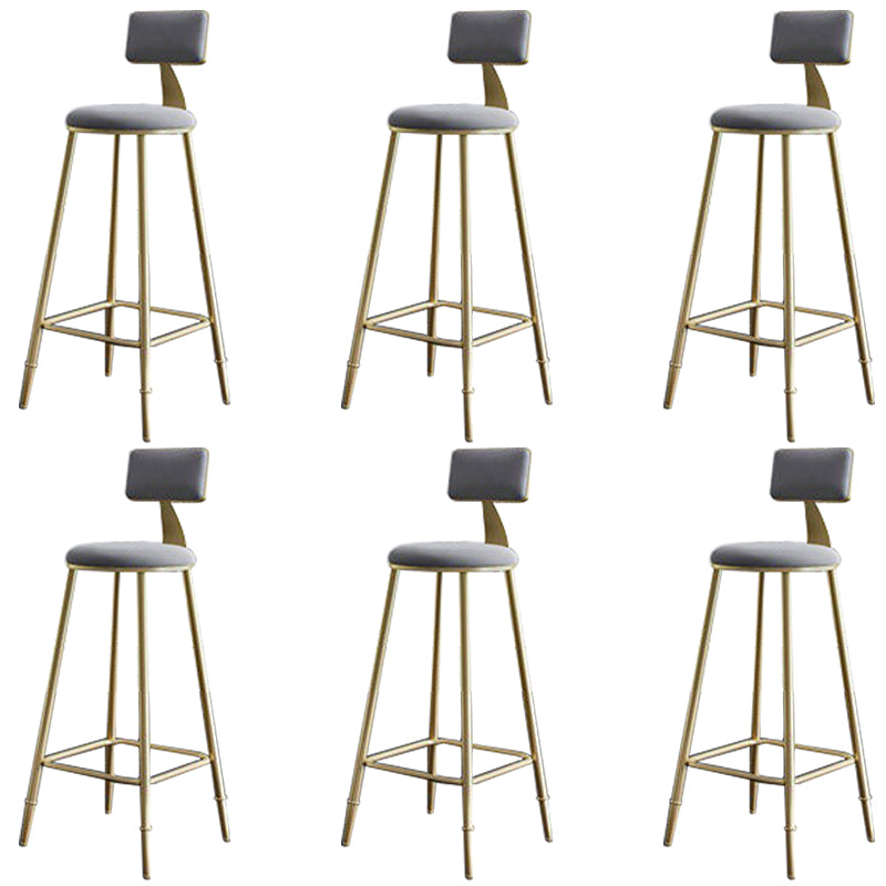 Low Back Upholstered Dining Stools Round Bar Stools with Footrest