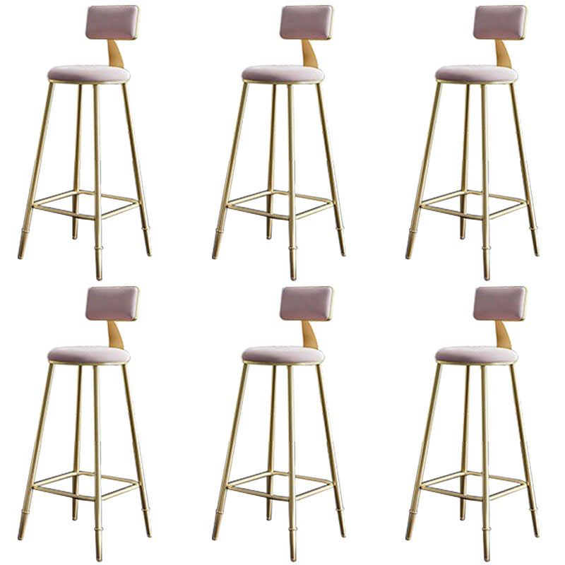 Low Back Upholstered Dining Stools Round Bar Stools with Footrest