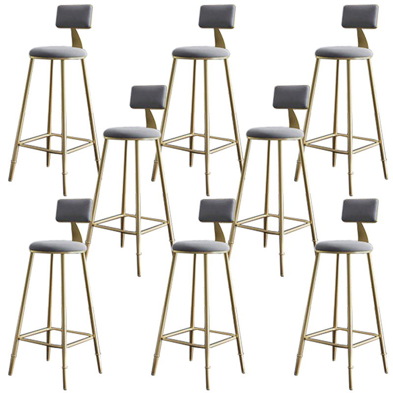 Low Back Upholstered Dining Stools Round Bar Stools with Footrest
