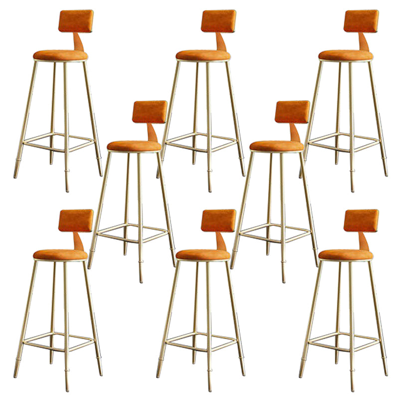 Low Back Upholstered Dining Stools Round Bar Stools with Footrest