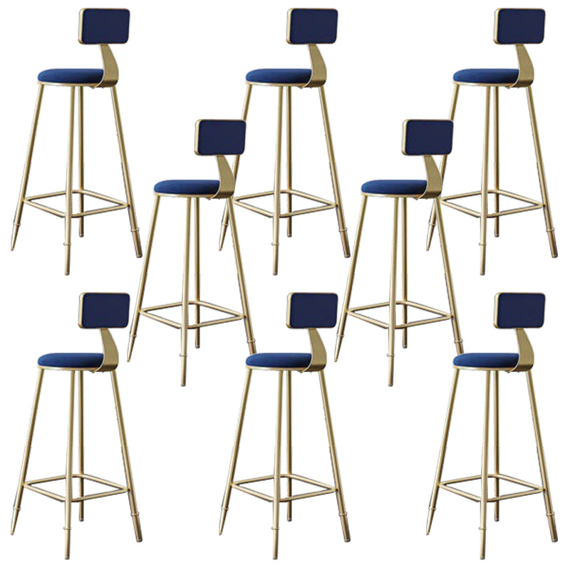 Low Back Upholstered Dining Stools Round Bar Stools with Footrest