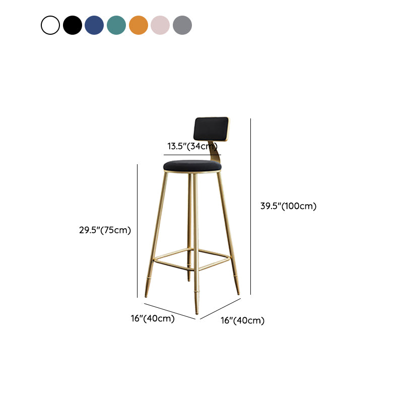 Low Back Upholstered Dining Stools Round Bar Stools with Footrest