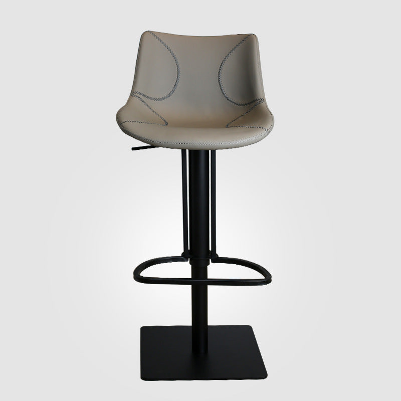 Faux Leather Barstools Adjustable Height Swivel Barstool with Metal Base