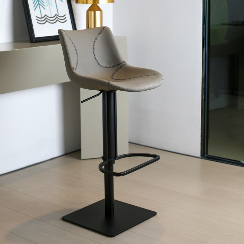 Faux Leather Barstools Adjustable Height Swivel Barstool with Metal Base