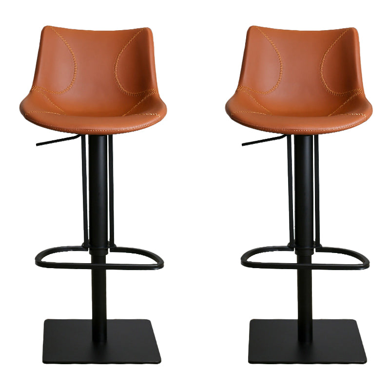 Faux Leather Barstools Adjustable Height Swivel Barstool with Metal Base
