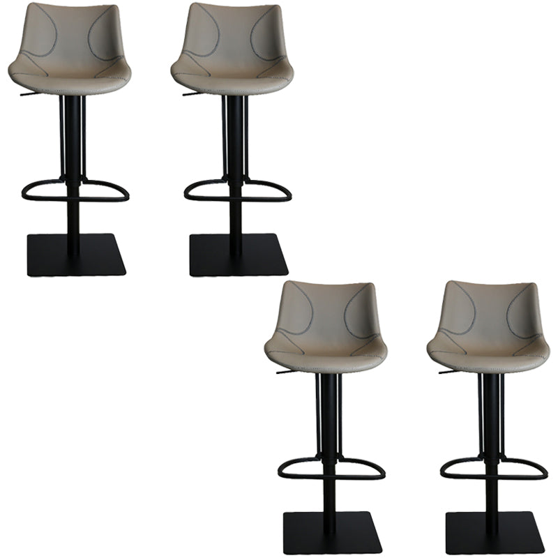 Faux Leather Barstools Adjustable Height Swivel Barstool with Metal Base