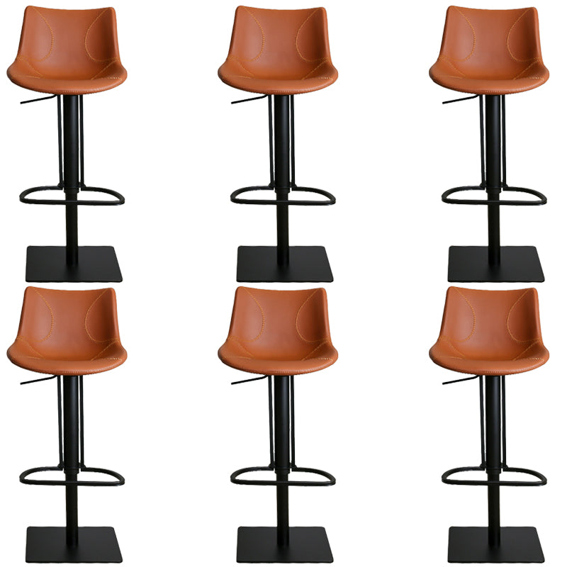 Faux Leather Barstools Adjustable Height Swivel Barstool with Metal Base