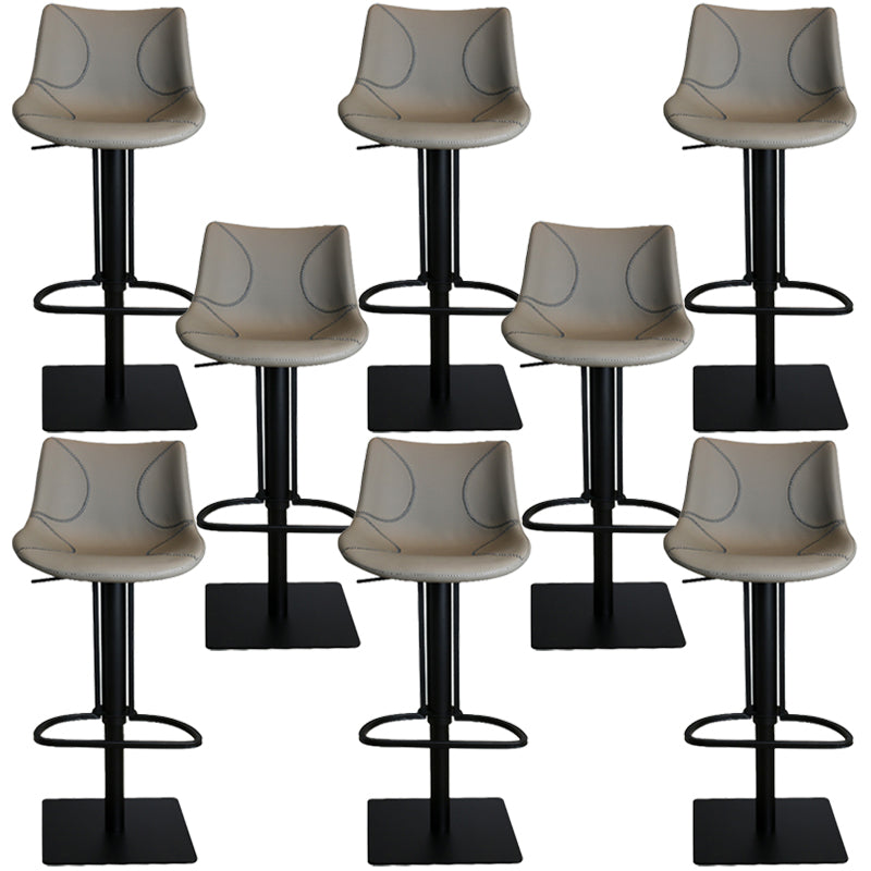 Faux Leather Barstools Adjustable Height Swivel Barstool with Metal Base
