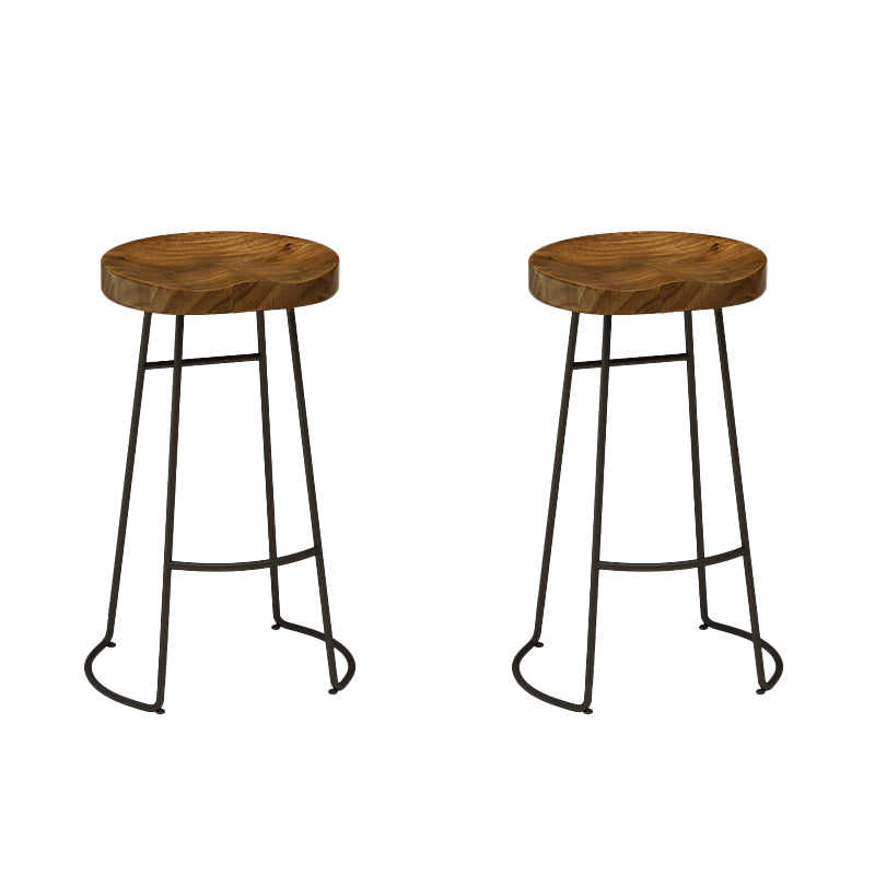 Modern Solid Wood Dining Stools Backless Barstools with Footrest