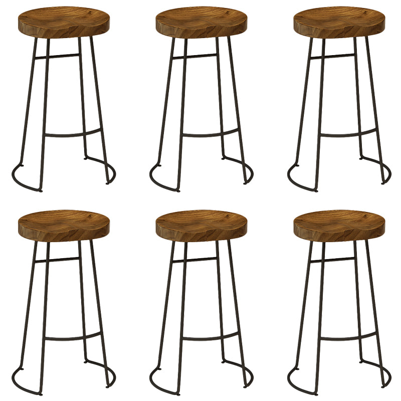 Modern Solid Wood Dining Stools Backless Barstools with Footrest