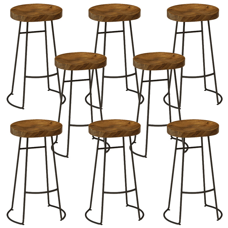 Modern Solid Wood Dining Stools Backless Barstools with Footrest